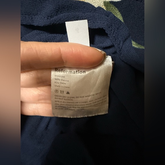 Reformation Navy Floral Midi Dress pre-owned - Picture 8 of 8